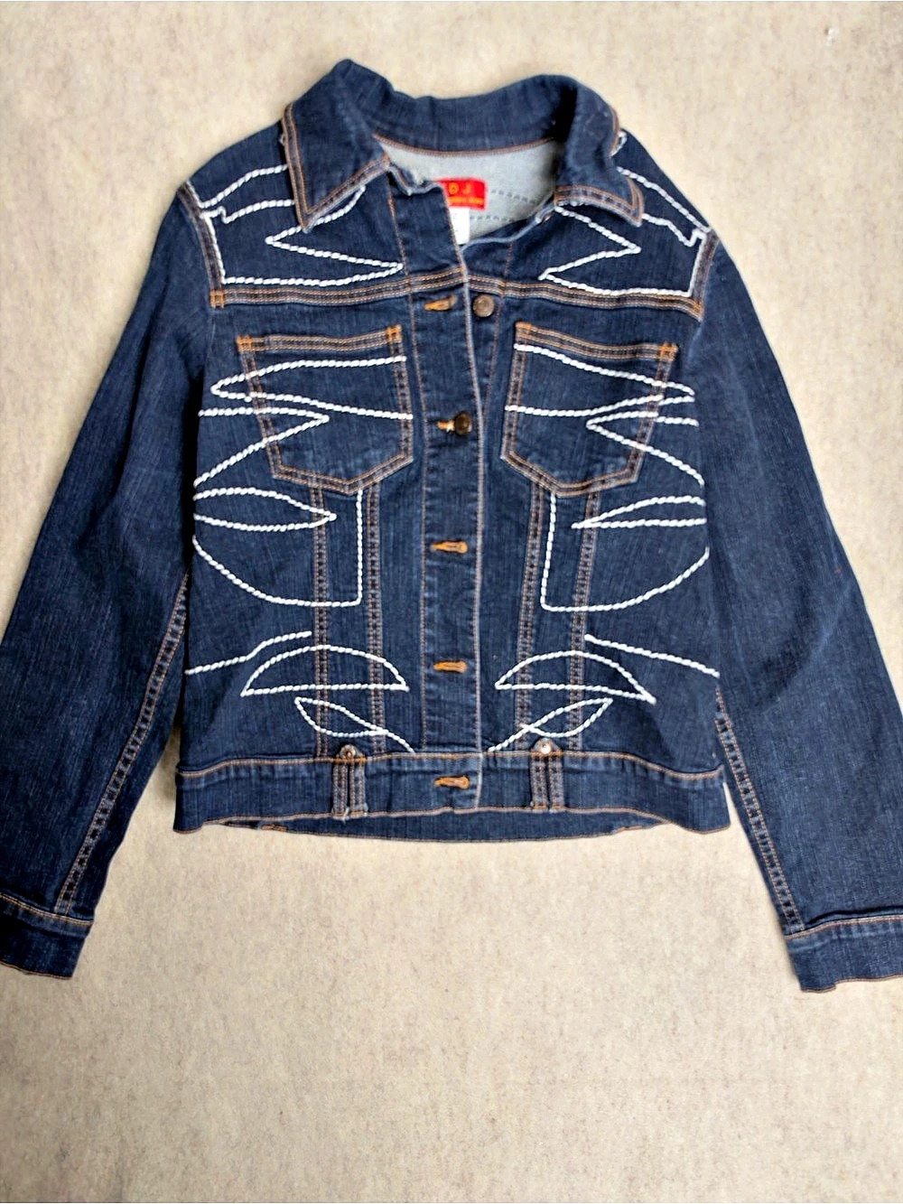 NYDJ Embroidered Denim Jacket Size Medium Like New